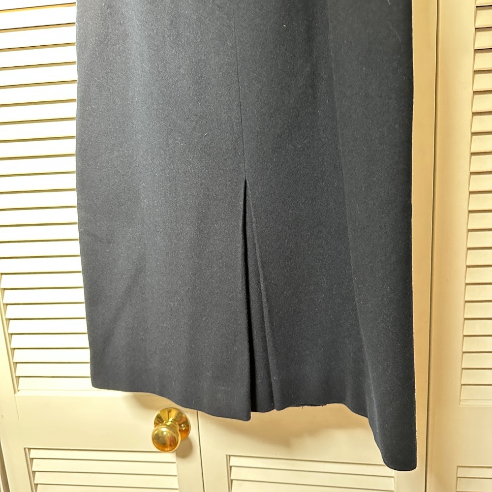 Vintage Evan Picone 100% Wool Lined Navy Blue Midi Skirt Small - Picture 7 of 11